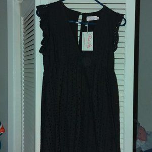 PINK LILY - YOU FOUND MY HEART BLACK V-NECK LACE DRESS ROMPER